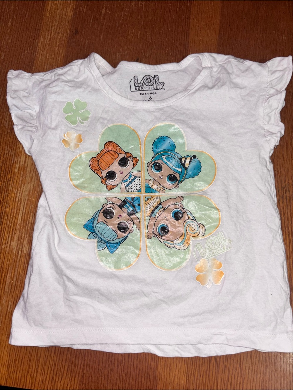 L.O.L. Surprise! White Tee with Mint Clover Character Graphic